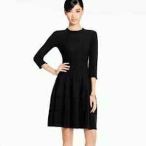 Kate Spade Pointelle Sweater Dress Black Knit Large